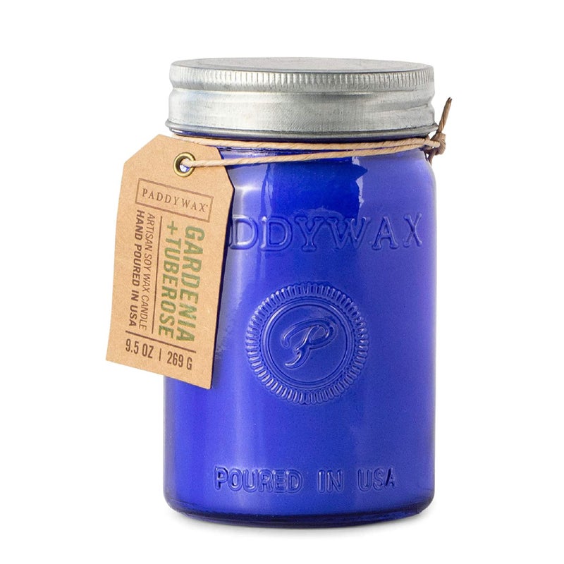 Paddywax Scented Relish Collection Soy Wax Artisan Candle in Glass Jar with Lid  9.5-Ounce  Gardenia + Tuberose - Image 1